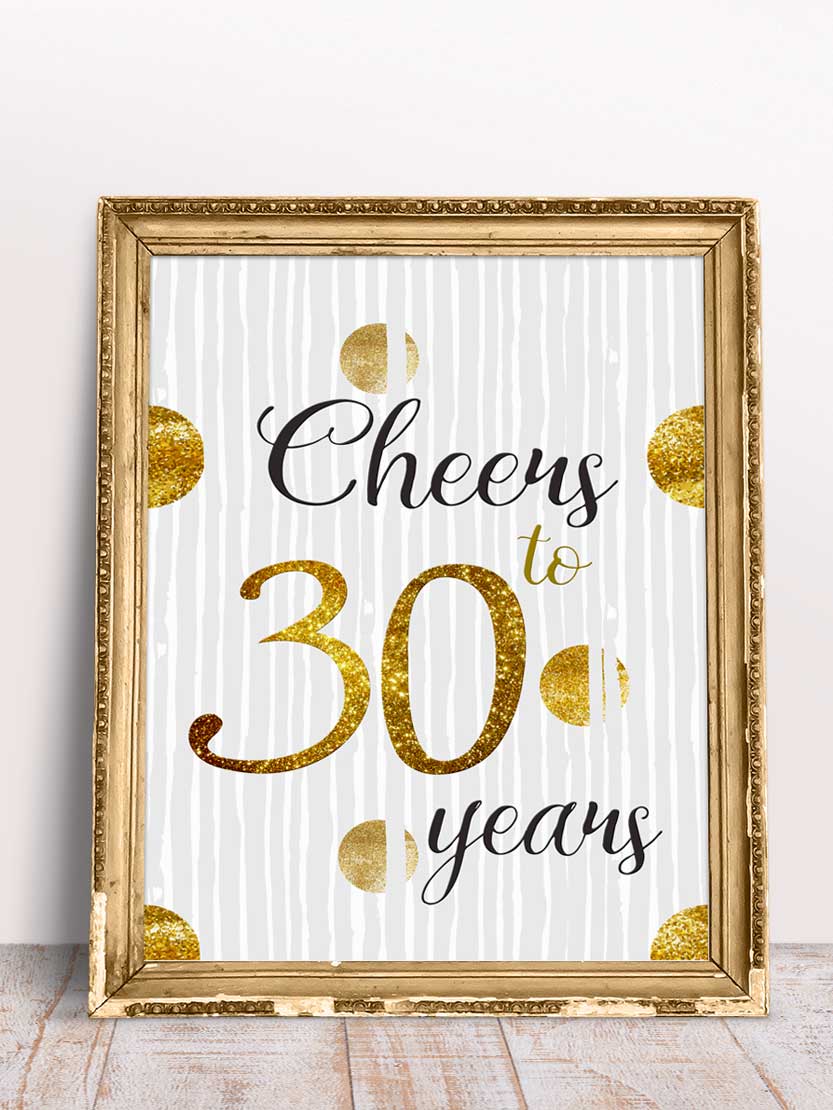 Cheers To 30 Years Birthday Sign Cheers To 30 Years Poster Birthday 