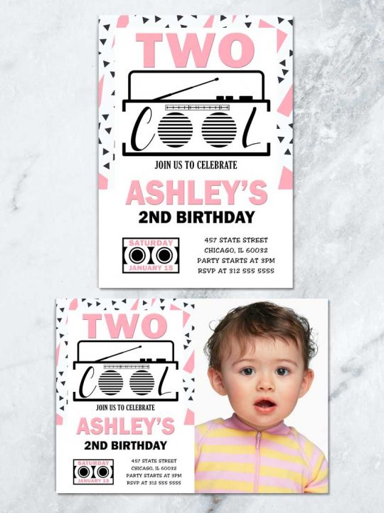 Two Cool Girl 2nd Birthday Invitation