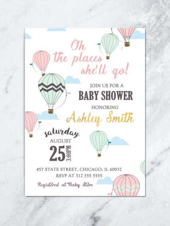 Hot Air Balloon Baby Shower Invitation