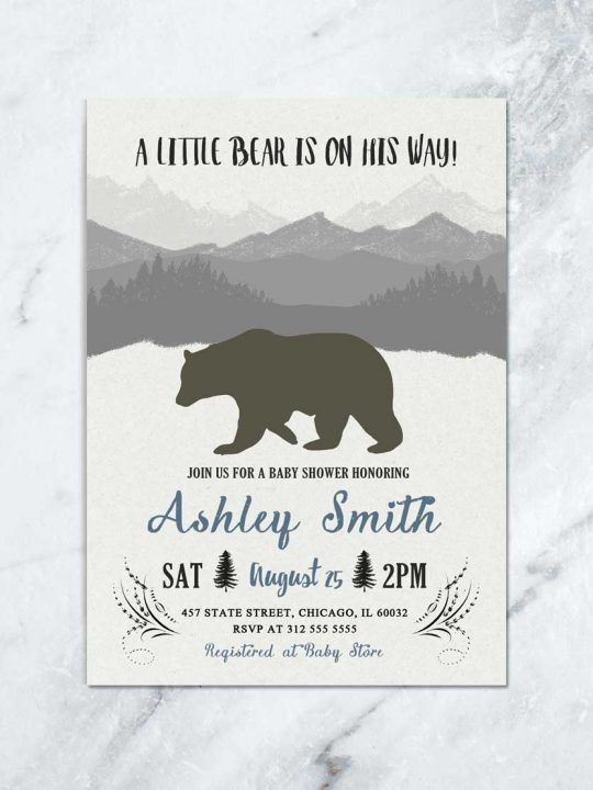 Bear Baby Shower Printable Invitation