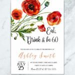 FLORAL 60TH BIRTHDAY INVITATION, ANY AGE 60TH BIRTHDAY ANNIVERSARY, PRINTABLE FLORAL WOMAN PARTY INVITATION, POPPY FLOWER PARTY INVITE