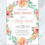 WOODLAND BOHO BABY SHOWER INVITATION, FLORAL WREATH BABY INVITE