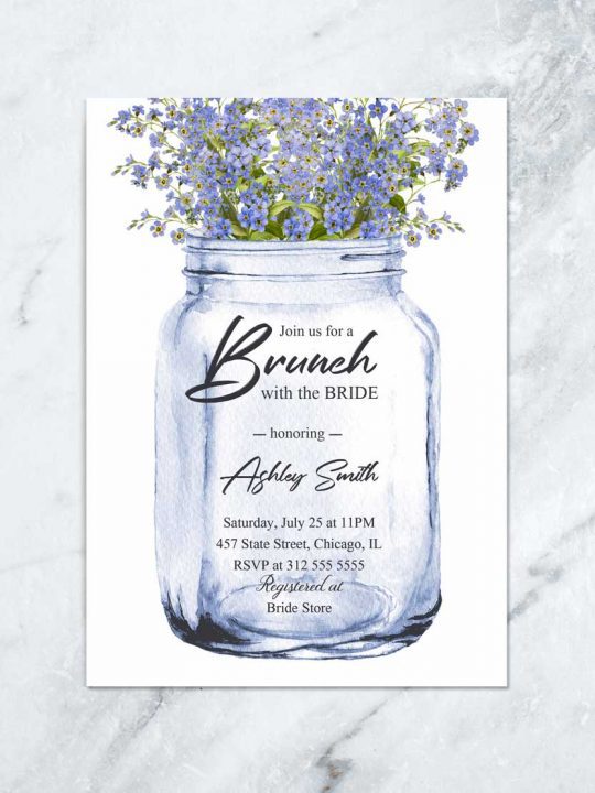 Floral Jar Brunch With the Bride Bridal Shower Invitation Printable or Printed
