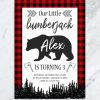 Lumberjack Bear Personalized Birthday Invitation