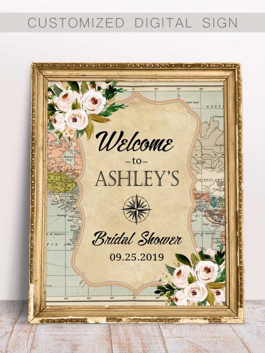 World Map Bridal Shower Welcome Sign