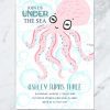 Pink Octopus Under the Sea Girl Birthday Party Invitation
