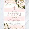 Floral Girl Baptism Invitation