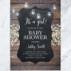 Rustic Baby's Breath Baby Shower Invitation
