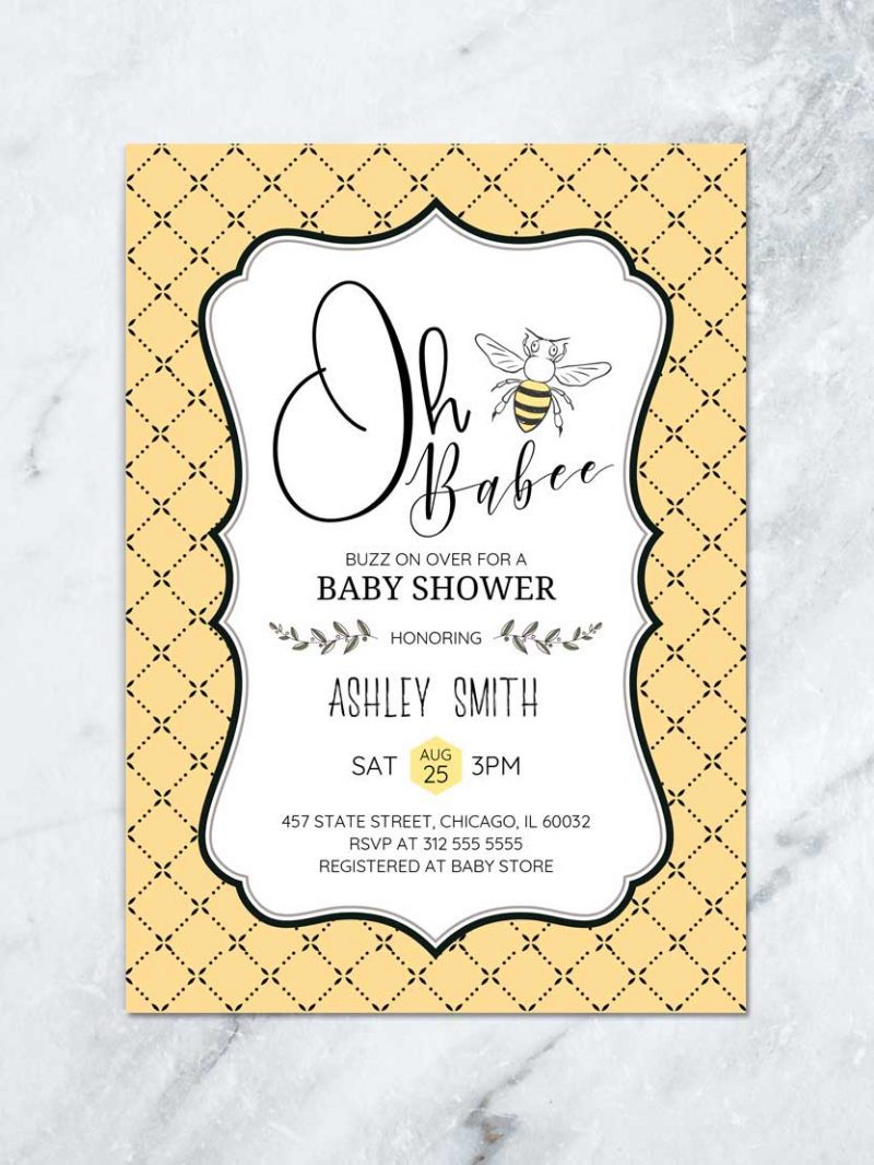 Oh Baby Bee Baby Shower Invitation