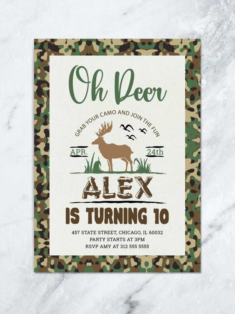 Deer Hunting Birthday Invitation