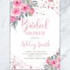 Modern Pink Floral Bridal Shower Invitation