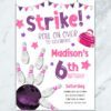 Pink and Purple Bowling Birthday Invitation