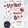 RED AND BLUE BOWLING BIRTHDAY INVITATION
