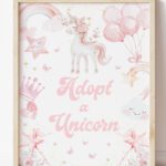 Adopt a Unicorn Birthday Decor Sign, Unicorn and Rainbow Decoration, Girl Unicorn Party Adoption Sign, Pink Magical Party Table Sign Digital