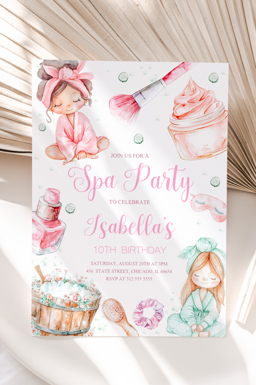 Spa Slumber Birthday Invitation, Makeup Girl Birthday