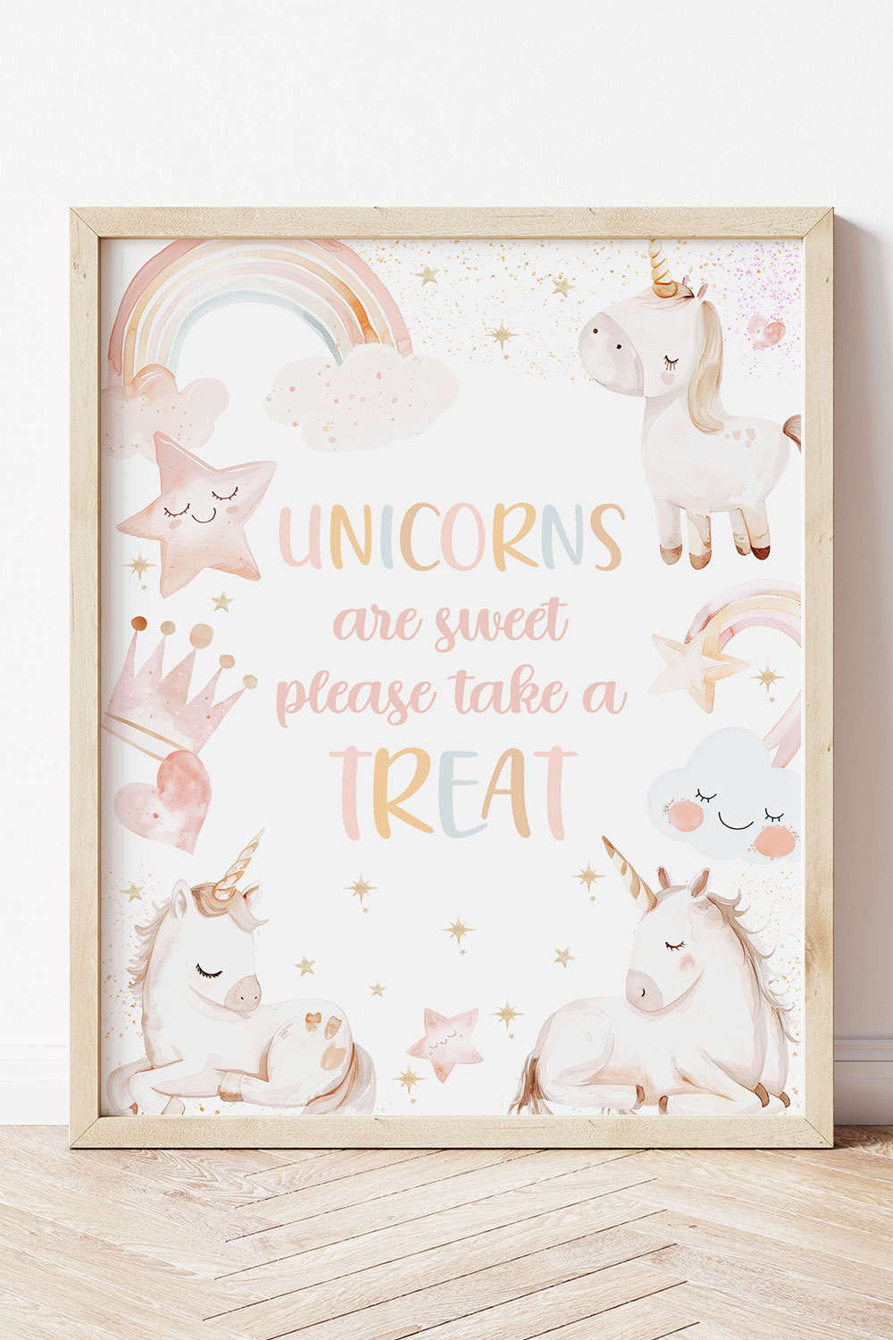 Unicorns are Sweet Take a Treat Sign, Girl Unicorn Party Sweet Table Decor, Unicorn and Rainbow Decoration, Pink Magical Party Table Sign