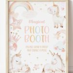 Unicorn Photo Booth Sign, Unicorn and Rainbow Decoration, Girl Unicorn Decor Sign