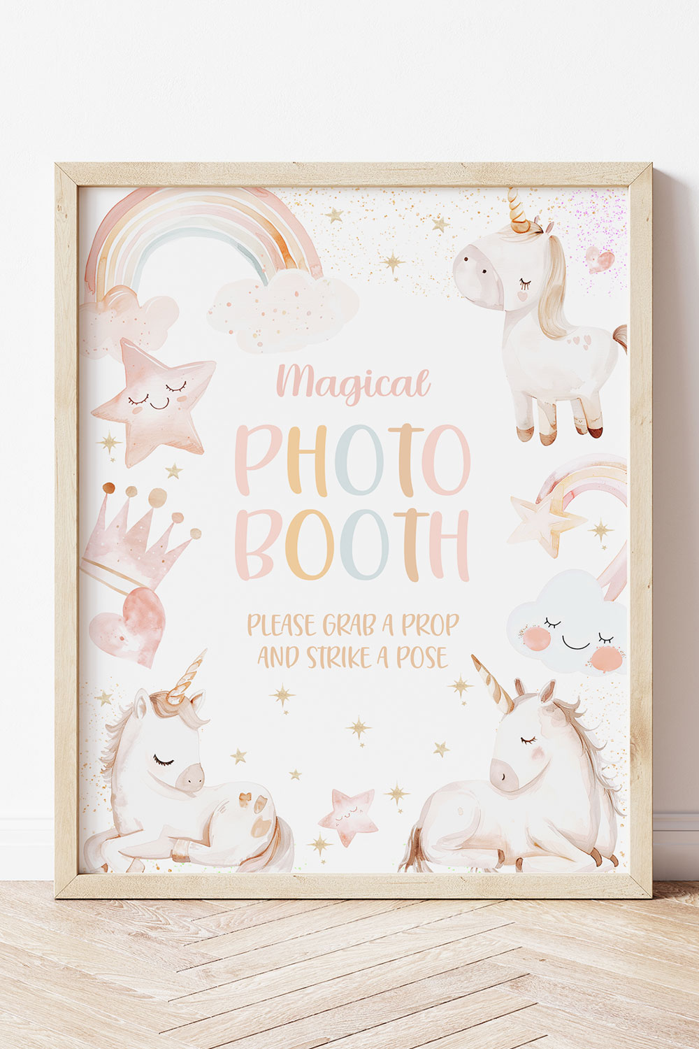 Unicorn Photo Booth Sign, Unicorn and Rainbow Decoration, Girl Unicorn Decor Sign