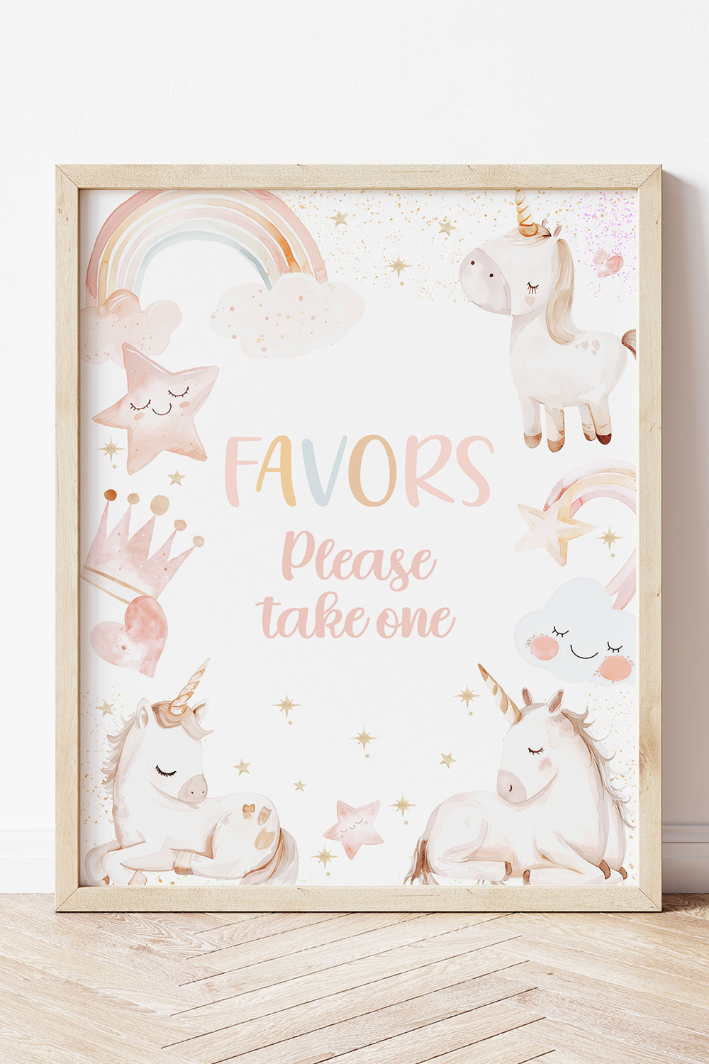 Unicorn Favors Sign, Girl Unicorn Birthday Party Decor Sign, Unicorn and Rainbow Decoration, Pink Magical Party Table Sign, Gift Bags Sign